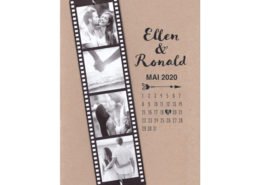 individualisierbare Hochzeitskarte: Filmrolle mit eigenen Fotos auf Kraftpapier, Hochzeitskarten mit Bild