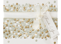 Hochzeitseinladung mit hochwertigem Heißfoliendruck in Gold, Hochzeitskarten quadratisch