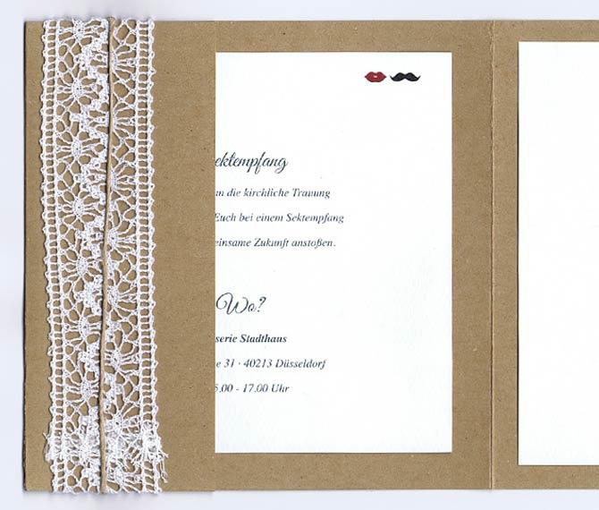 quadratische Einladungskarte zur Hochzeit mit Einlegekarten, Hochzeitskarten Vintage Spitze