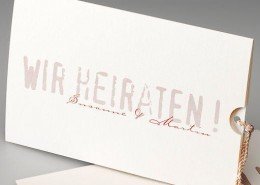 Pocketkarte zum Herausziehen, Schimmerkarton, Edeldesign, hochwertige Hochzeitspapeterie