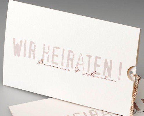 Pocketkarte zum Herausziehen, Schimmerkarton, Edeldesign, hochwertige Hochzeitspapeterie