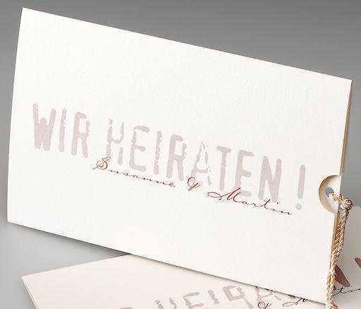 Pocketkarte zum Herausziehen, Schimmerkarton, Edeldesign, hochwertige Hochzeitspapeterie