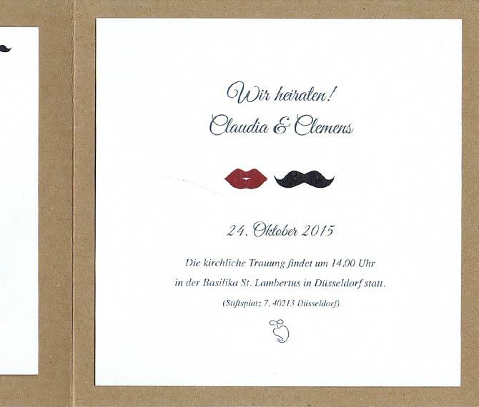 Hochzeitskarte, Einladungstext, Kraftkarton, Druckerei