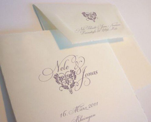 Büttenpapier, Hochzeitskarten, Herz, quadratisch, Hochzeitspapeterie Büttenpapier