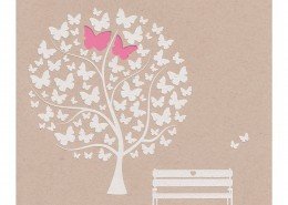 Hochzeitskarte mit weißem Baum und Schmetterlingen, Strukturkarton, Hochzeitskarten Ideen