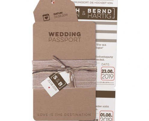 originelle Hochzeitskarte "Hochzeits-Pass", Hochzeitskarten Jute