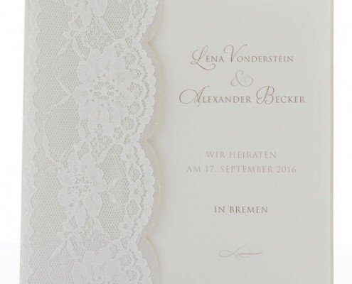 elegante Hochzeitskarte mit Spitze "Brautschleier", Hochzeitskarten elegant