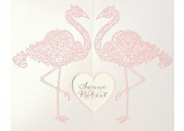 Hochzeitskarte mit zarten Flamingos, Hochzeitskarten Deko