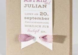 quadratische Klappkarte, Titelseite, Naturkarton, Hochzeitskarten Papeterie