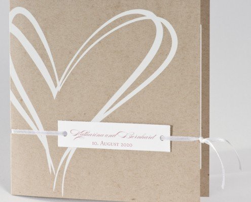 "Von Herzen" – quadratische Klappkarte aus geschmeidigem Naturkarton, künstlerisches Herz, stilvolles Design, Hochzeitskarten Einladungen