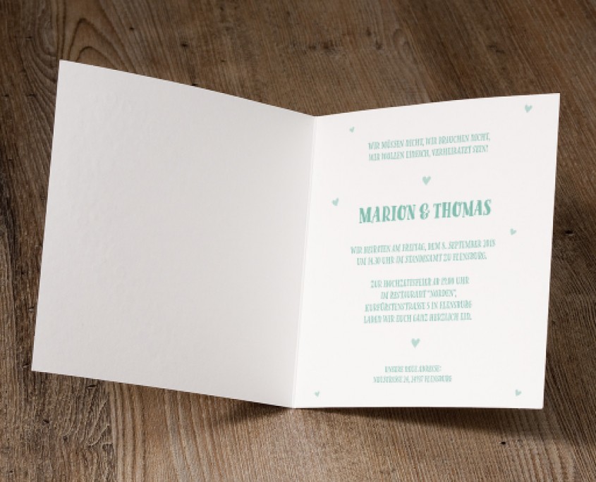 quadratische Klappkarte, Hochzeitskarten Einladung Text