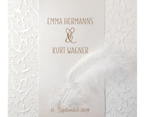 elegante Hochzeitskarte mit ausdrucksstarker Prägung, Hochzeitspapeterie Düsseldorf