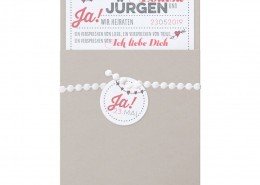Einladungskarte, perlgrauer Edelkarton, moderne Schriftarten, Hochzeitspapeterie modern