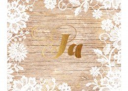 Hochzeitskarte, exklusiv, goldenes „Ja“, Hochzeitskarten gold