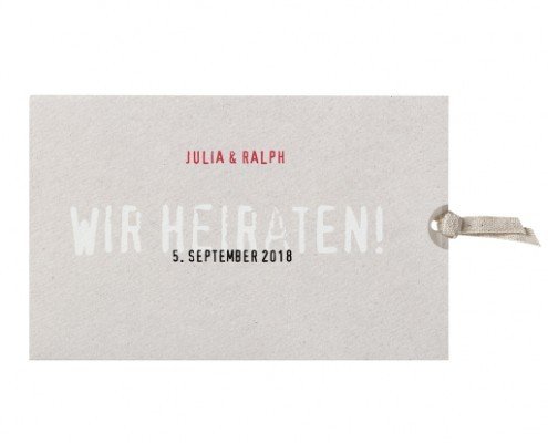 Einladung mit Schuber in schlichtem, klaren Industriedesign, Hochzeitspapeterie Düsseldorf