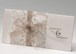 elegante Klappkarte im DIN Lang-Format, transparente Banderole, Hochzeitskarten elegant