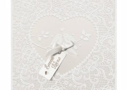 quadratische Hochzeitskarte "Romantische Voegelchen", Flockdruck, Hochzeitskarten hochwertig