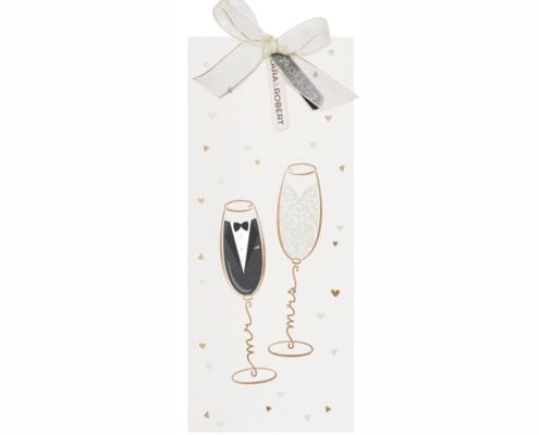 Ausgefallene Einschubkarte mit Heißfolienprägedruck Mr & Mrs Champagner, Hochzeitskarten online