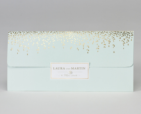 Pocketkarte, Hochzeit, Mint, Heißfoliendruck, Hochzeitspapeterie zartmint