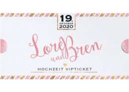 Luxuriöse Hochzeitseinladung in Form einer kleinen Mappe mit VIP Tickets, Hochzeitskarten Reise