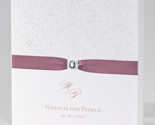 elegante Hochzeitskarte, Ornamente, rosé, Hochzeitskarten elegant