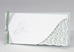 Hochzeitskarte, Lasercut, weiss, mint, Hochzeitspapeterie zartmint