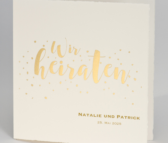 klassische Hochzeitskarte, Büttenkarton, exklusive Veredelung, Hochzeitskarten Papeterie