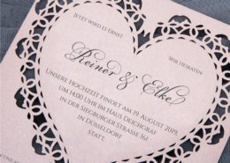 elegante Hochzeitskarte, Lasercut, romantisches Herz, Hochzeitskarten Lasercut