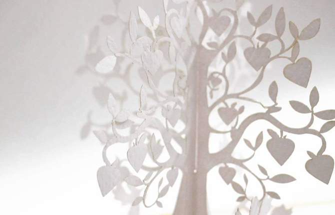 Hochzeit, Baum mit Herzen, Lasercut, Herzblatt Hochzeitspapeterie