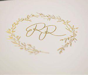 Monogramm, Hochzeitspapeterie Gold