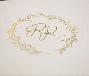 Monogramm, Hochzeitspapeterie Gold