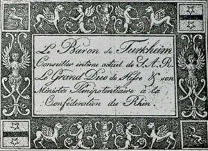 Besuchskarte Visitenkarte Türckheim Kupferstich