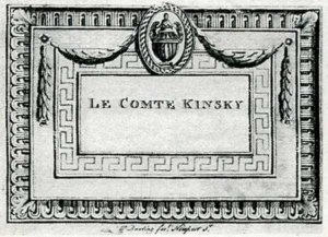 Visitenkarte Besuchskarte le Comte Kinsky