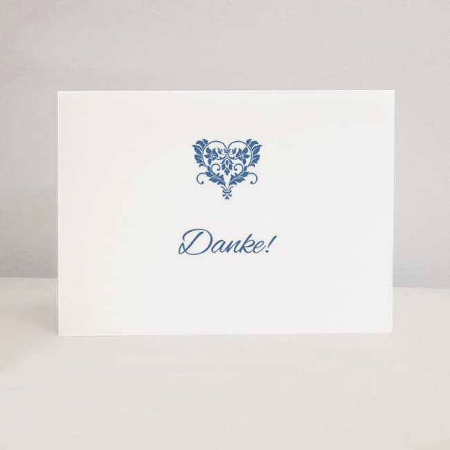 Danksagungskarte, Büttenpapier, Herz mit Ornament, hochzeitskarten text danke