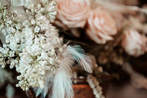 brautstrauß details federn art deco hochzeit