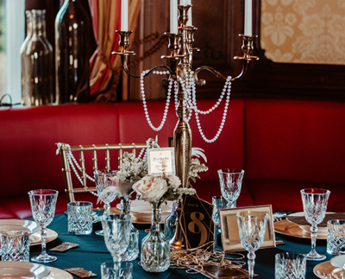 gedeckter tisch art deco hochzeit